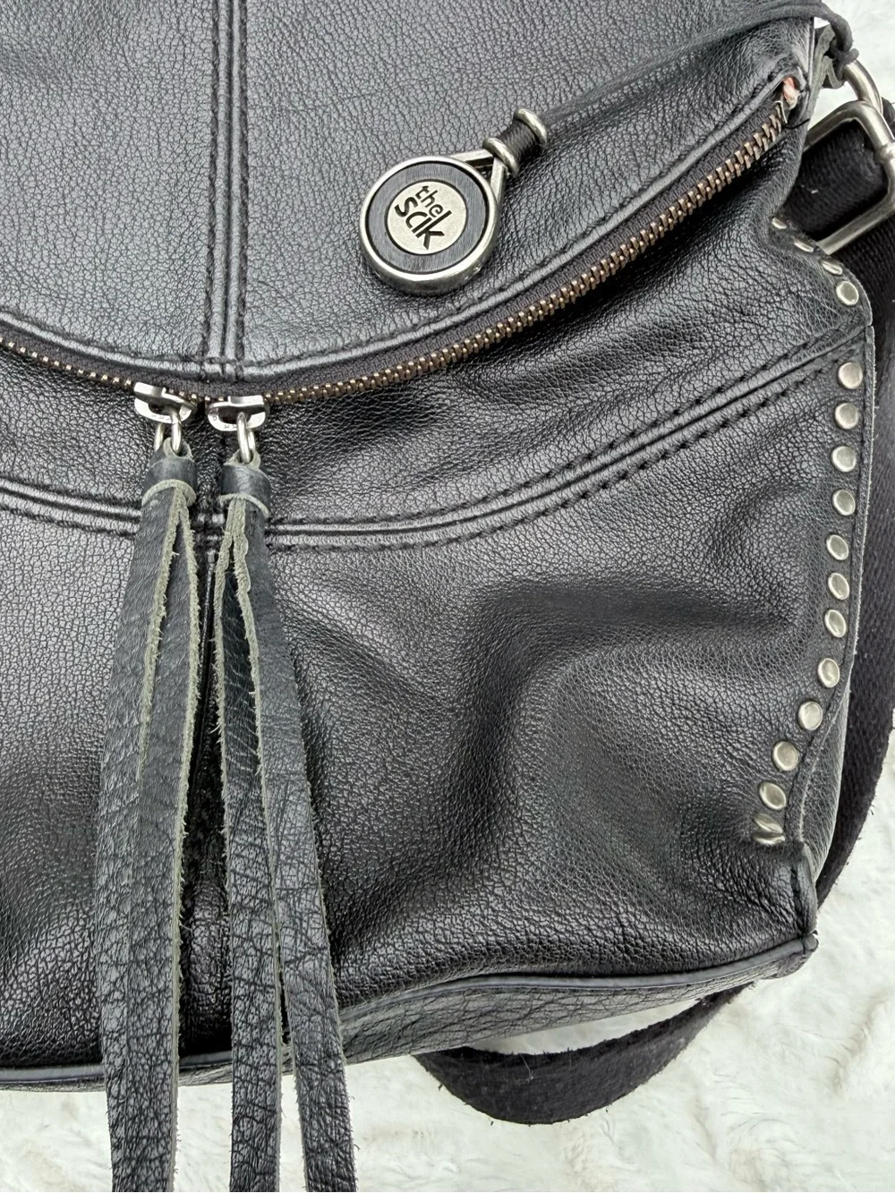 The SAK Black Leather Studded Crossbody Bag - Women